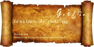 Greilach Örkény névjegykártya